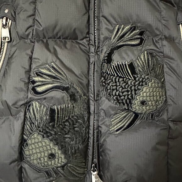 Rare Bogner Goan Thylmann Ski Puffer Down Black Coat Embroidered Fish Size XS 4 - Picture 3 of 16